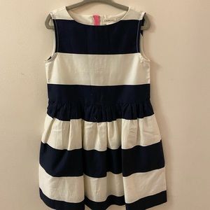 Girls crewcuts dress navy and white stripe NWT